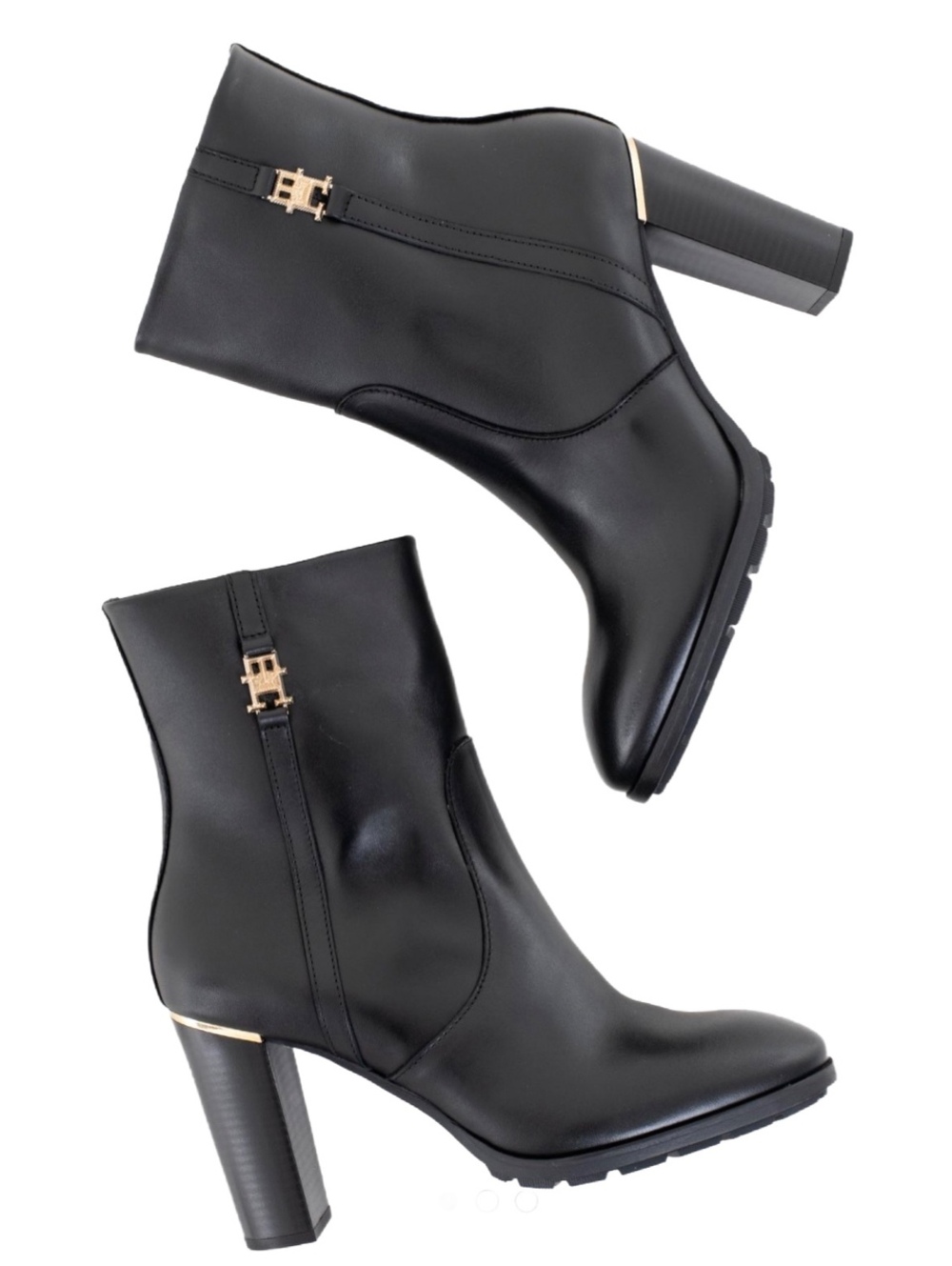 Tommy Hilfiger TH Hardware Women's Booties Gold Accents Size 7.5